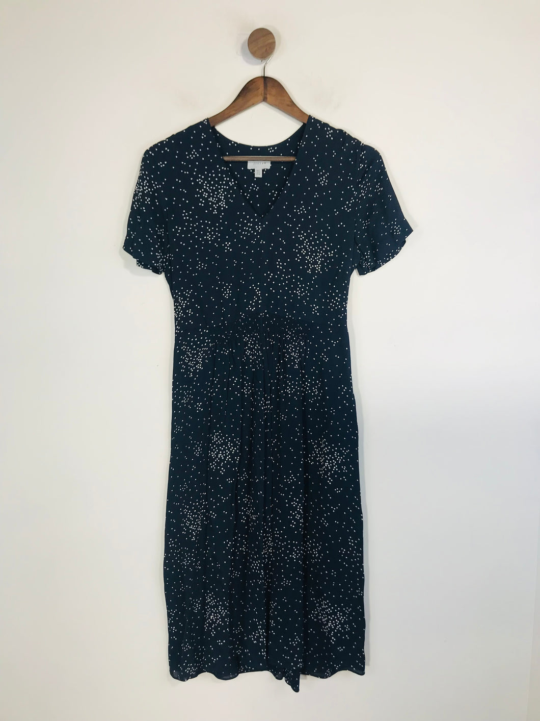 Jigsaw Women's Polka Dot Pleated Midi Dress | UK8 | Blue
