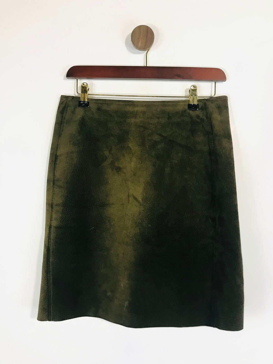 OUISET Women's Leather Vintage Pencil Skirt | UK12 | Green