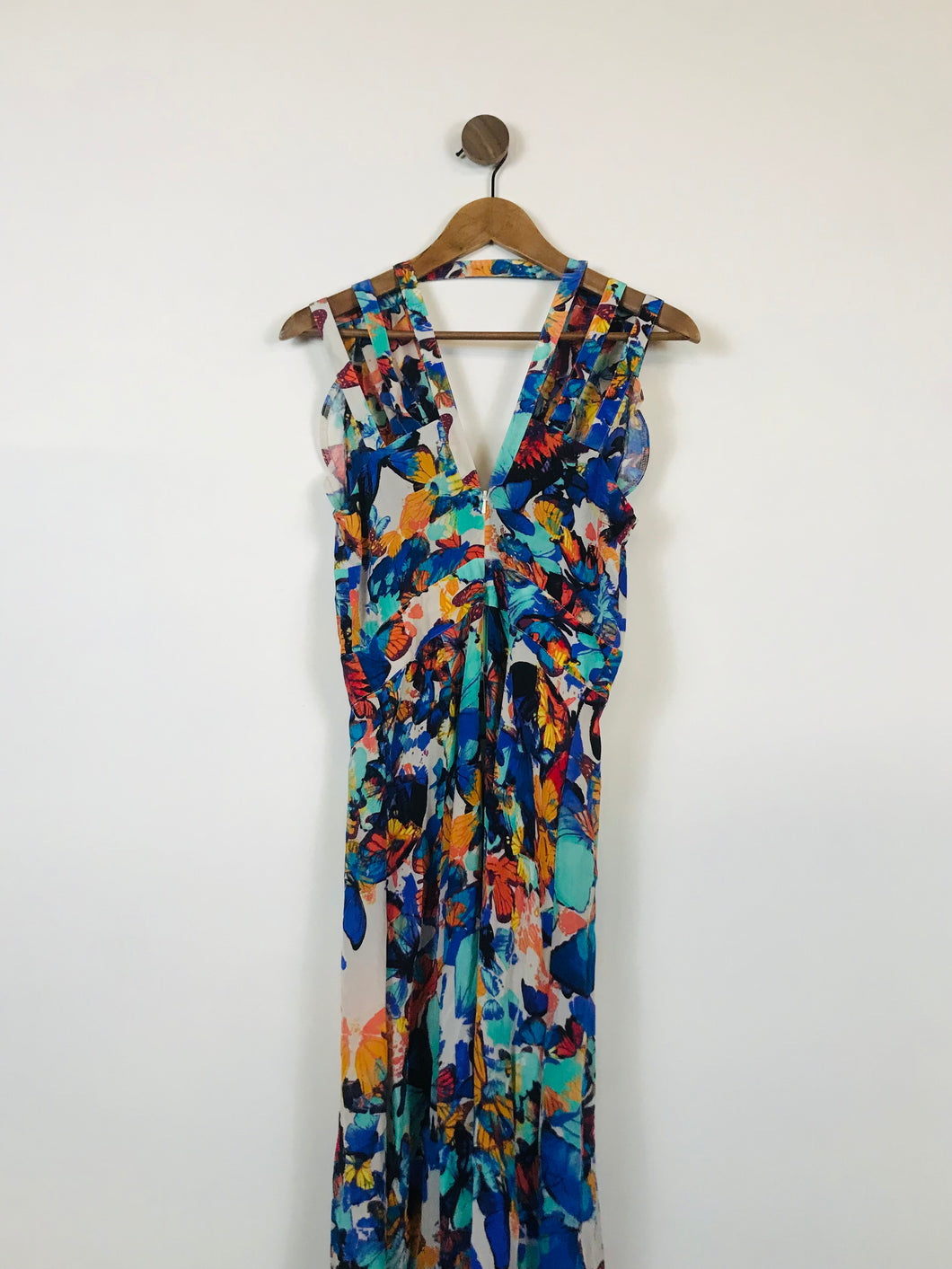 Spotlight by Warehouse Women's Silk, Butterfly Print Maxi Dress | UK12 | Multicolour