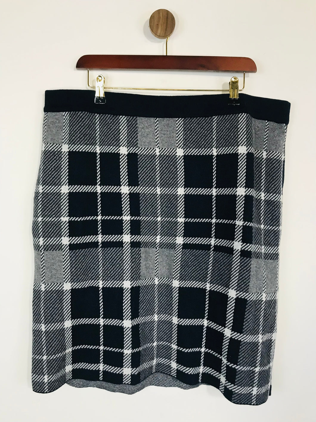 Woolovers Women's Wool Check Midi Skirt | XL UK16 | Blue