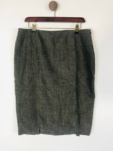 Load image into Gallery viewer, Ronit Zilkha Women&#39;s Wool Check Gingham Pencil Skirt | UK14 | Grey

