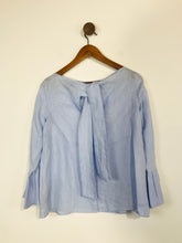 Load image into Gallery viewer, Massimo Dutti Women&#39;s Linen Long Bell Sleeve Blouse | EU38 UK10 | Blue
