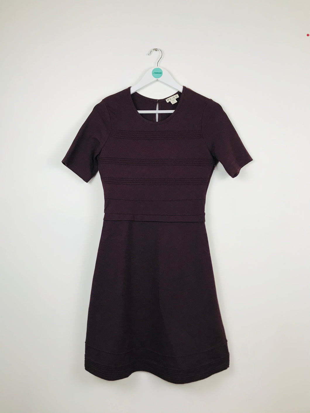 Reiss Womens A-Line Jersey Dress | UK12 | Burgundy
