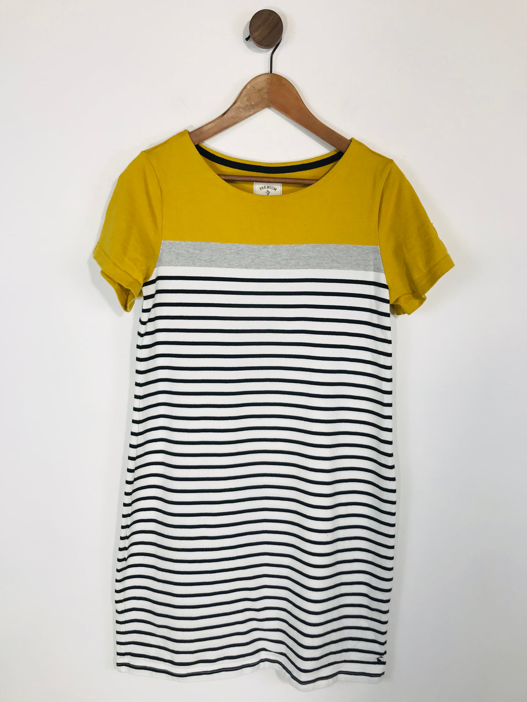 Joules Women's Striped Jersey T-Shirt A-Line Dress | UK14 | White