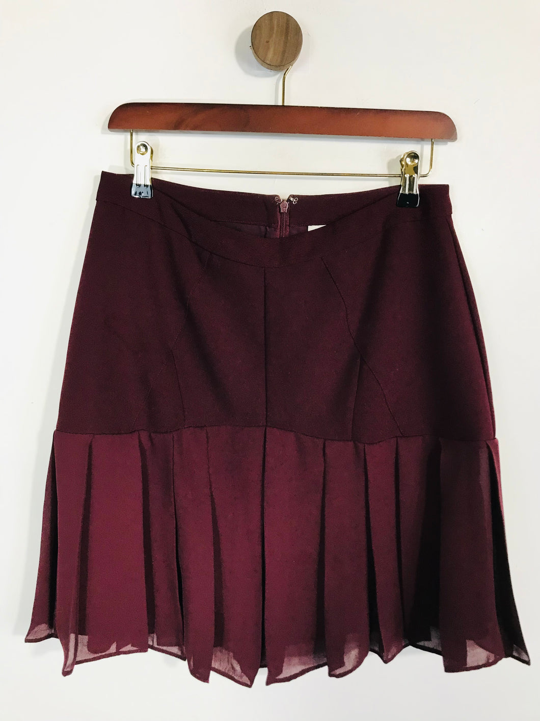 Reiss Women's High Waist Pleated A-Line Skirt | UK12 | Red