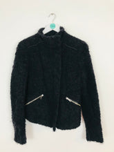 Load image into Gallery viewer, Whistles Women’s Faux Fur Knitted Bomber Biker Jacket | UK10 | Black

