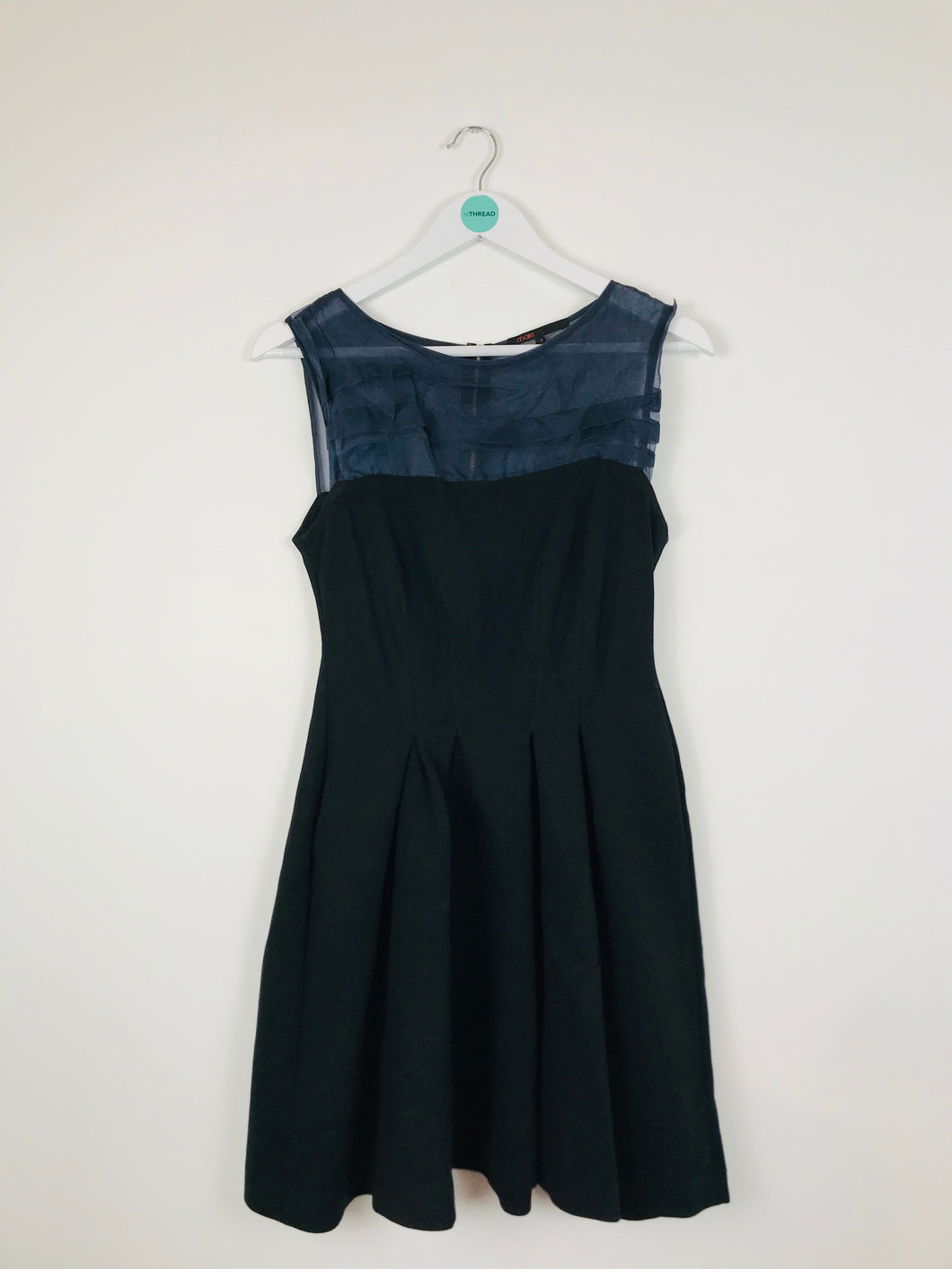 Maje Womens Pleated A-Line Dress | Size3 UK12 | Black