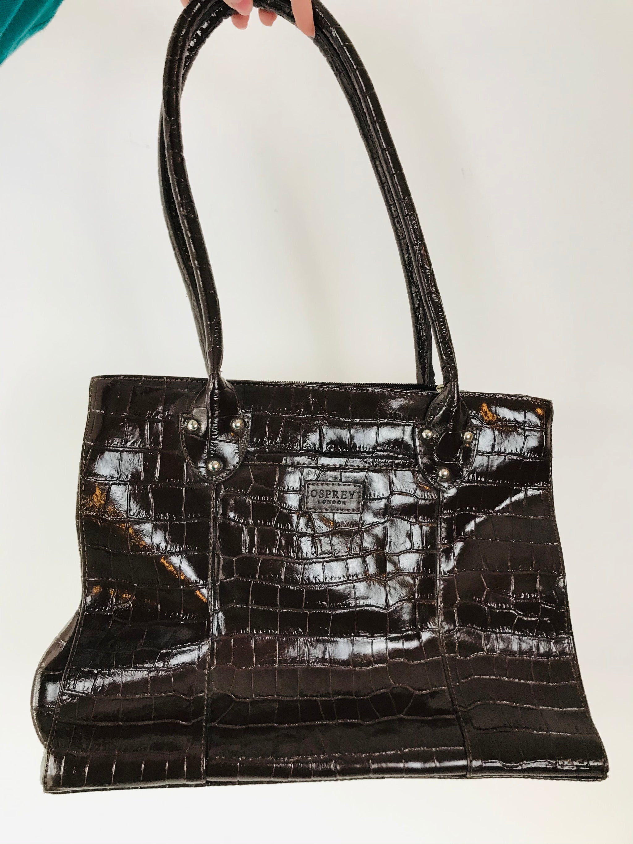 osprey black mock croc tote bag london brown effect faux leather shoulder handbag vintage style Superior AirScape breathability and fit ensure all Womens OSPREY LONDON Black The