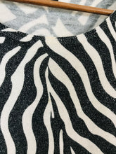 Load image into Gallery viewer, Adolfo Dominguez Women’s Zebra Print Midi Dress | UK12-14 | Black
