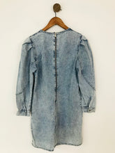 Load image into Gallery viewer, Zara Women&#39;s Washed Denim Long Sleeve A-Line Dress | XS UK6-8 | Blue
