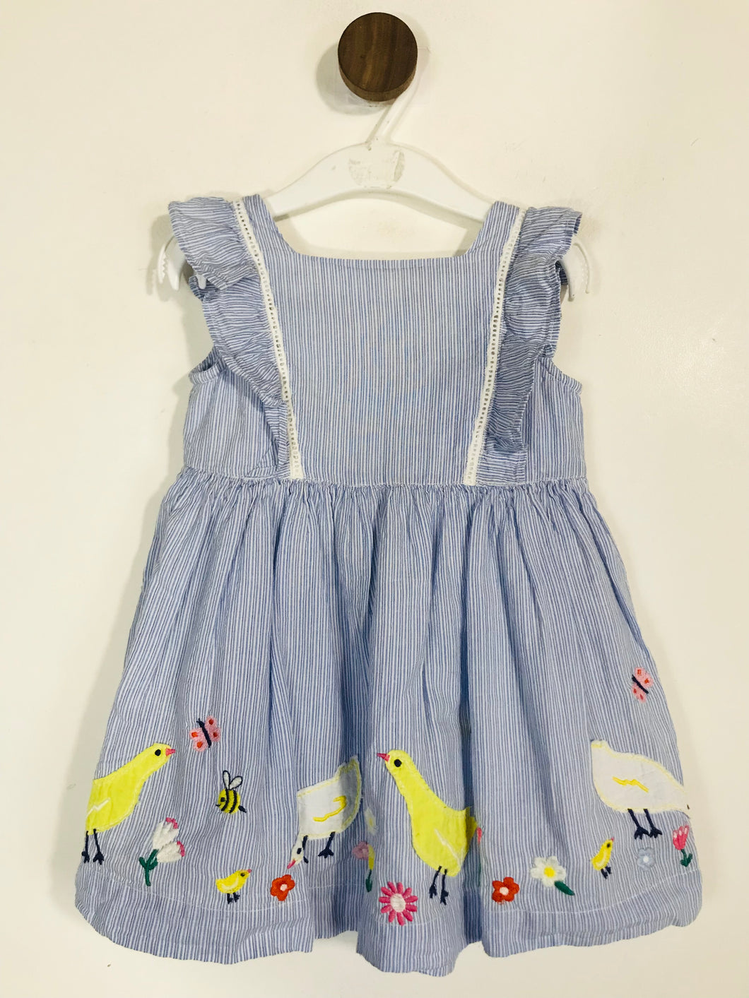 John Lewis Kid's Striped Ruffle A-Line Dress | 12-18 months | Blue
