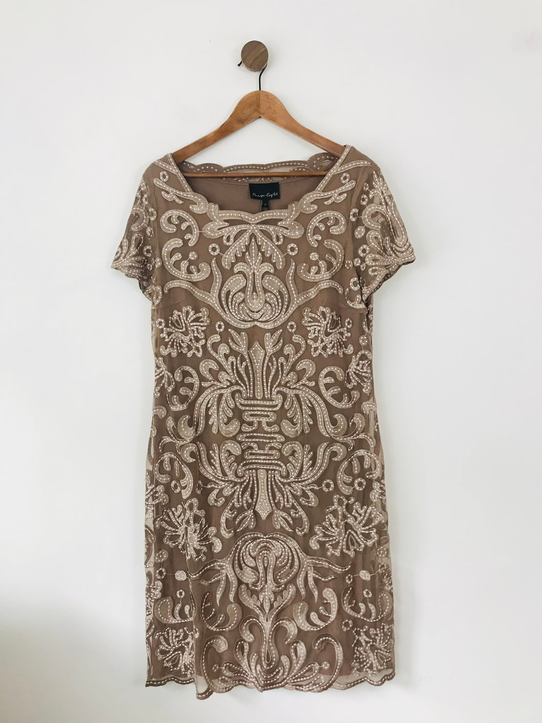 Phase Eight Women's Smart Embroidered A-Line Dress NWT | UK16 | Brown