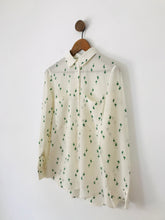 Load image into Gallery viewer, Club Monaco Women&#39;s Silk Frog Print Button-Up Shirt | S UK8 | White

