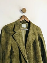 Load image into Gallery viewer, Jigsaw Women&#39;s Suede Real Leather Overcoat Coat | UK10 | Green
