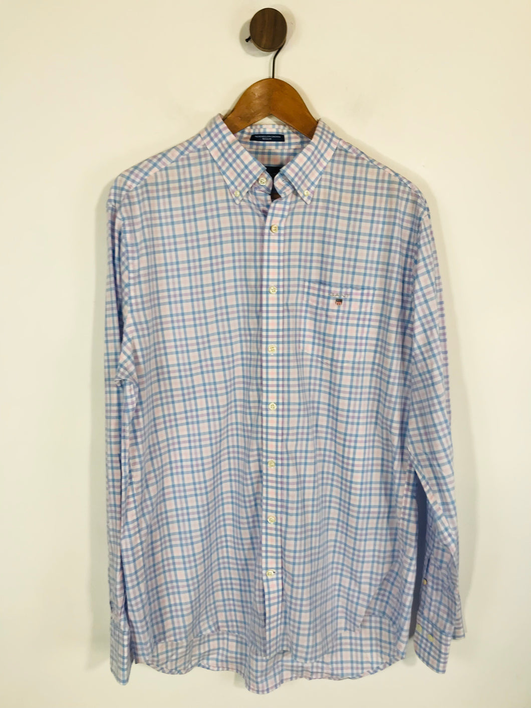 Gant Men's Check Gingham Button-Up Shirt | L | Blue