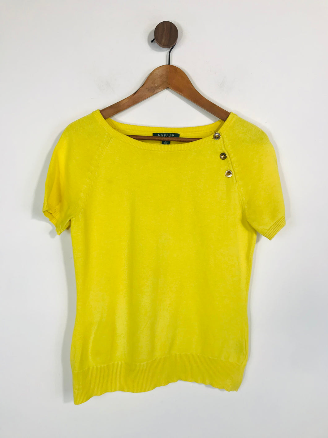 Ralph Lauren Women's Cotton Asymmetrical Button-up T-Shirt | S UK8 | Yellow