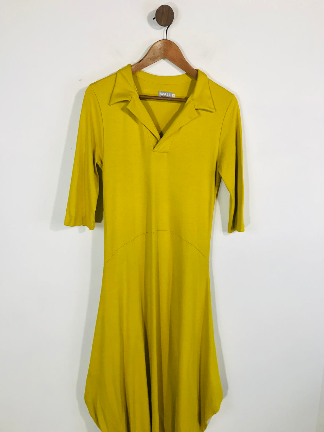 Wall London Women's Cotton Asymmetric A-Line Dress | M UK10-12 | Yellow