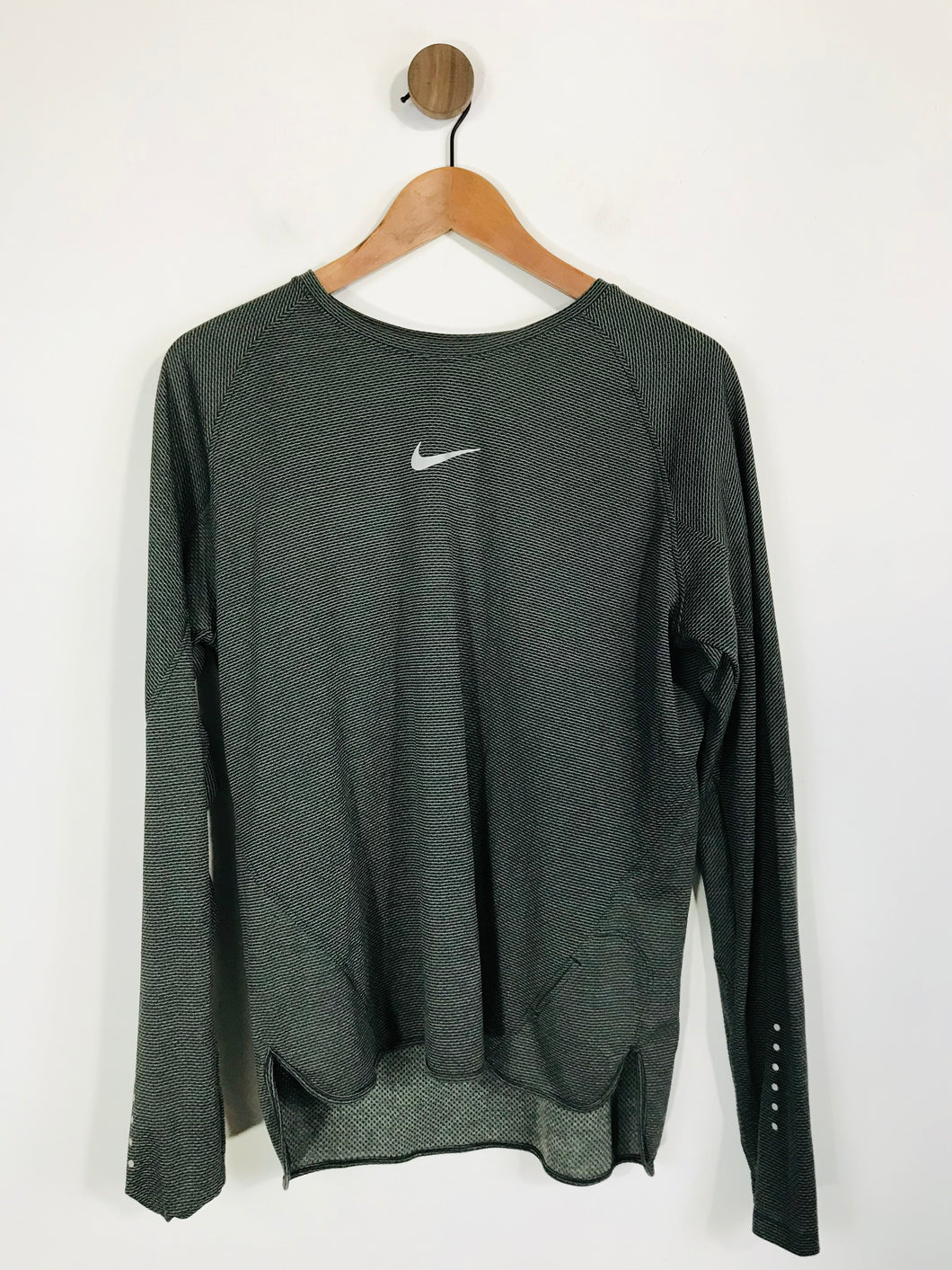 Nike Women's Long Sleeve Striped Sports Top | XL UK16 | Green