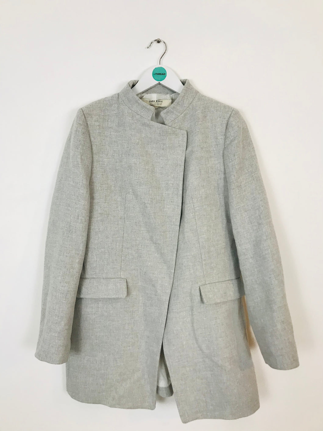 Zara Women’s Overcoat Wrap Coat Jacket | L | Grey
