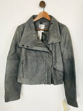 Load image into Gallery viewer, Soft Grey Women&#39;s Leather Biker Jacket NWT | UK10 | Grey
