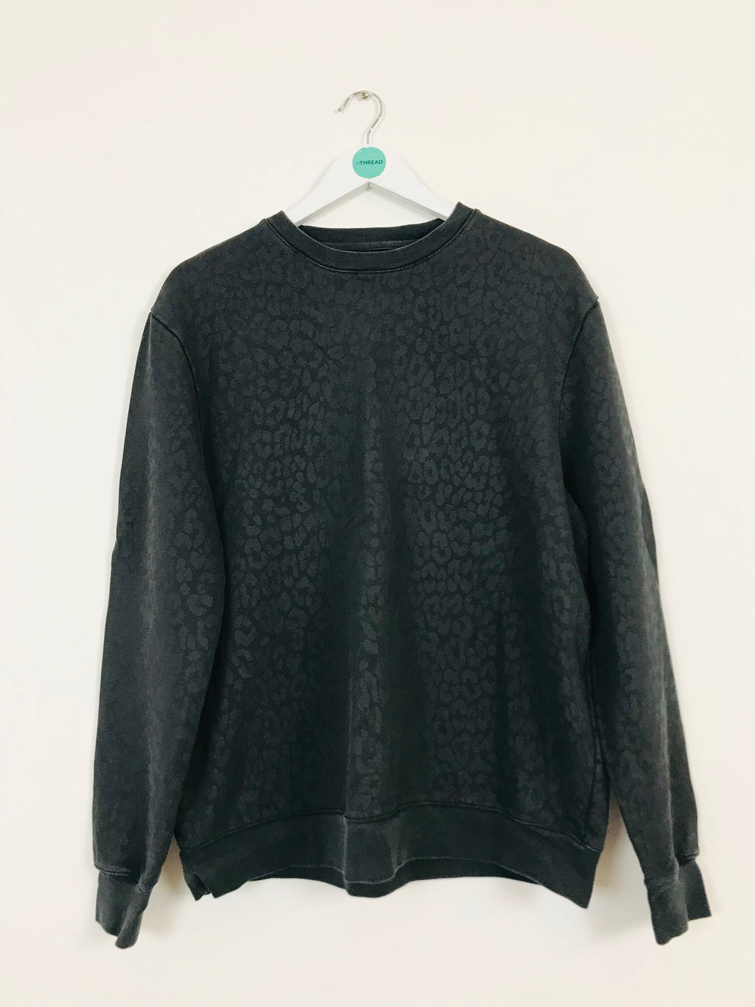 Allsaints Women’s Leopard Print Oversized Sweatshirt Jumper | XS | Black