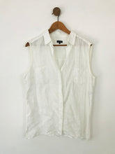 Load image into Gallery viewer, Jaeger Women&#39;s Linen Sleeveless Button-Up Shirt | UK16 | White
