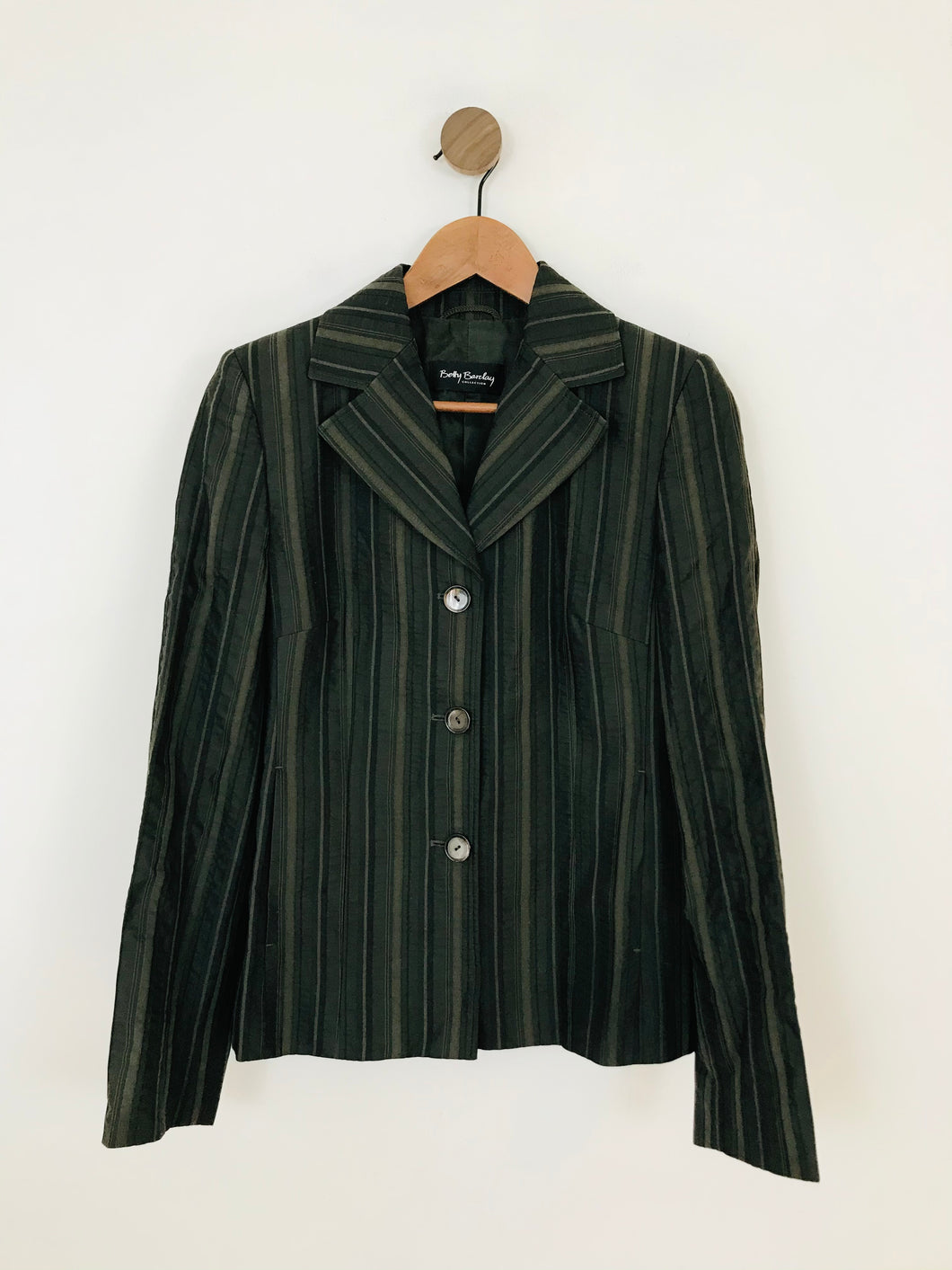Betty Barclay Women's Striped Fitted Blazer Jacket | UK10 | Green