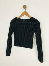 Load image into Gallery viewer, Monki Women’s Velvet Devore Stripe Long Sleeve Top | UK6 | Black
