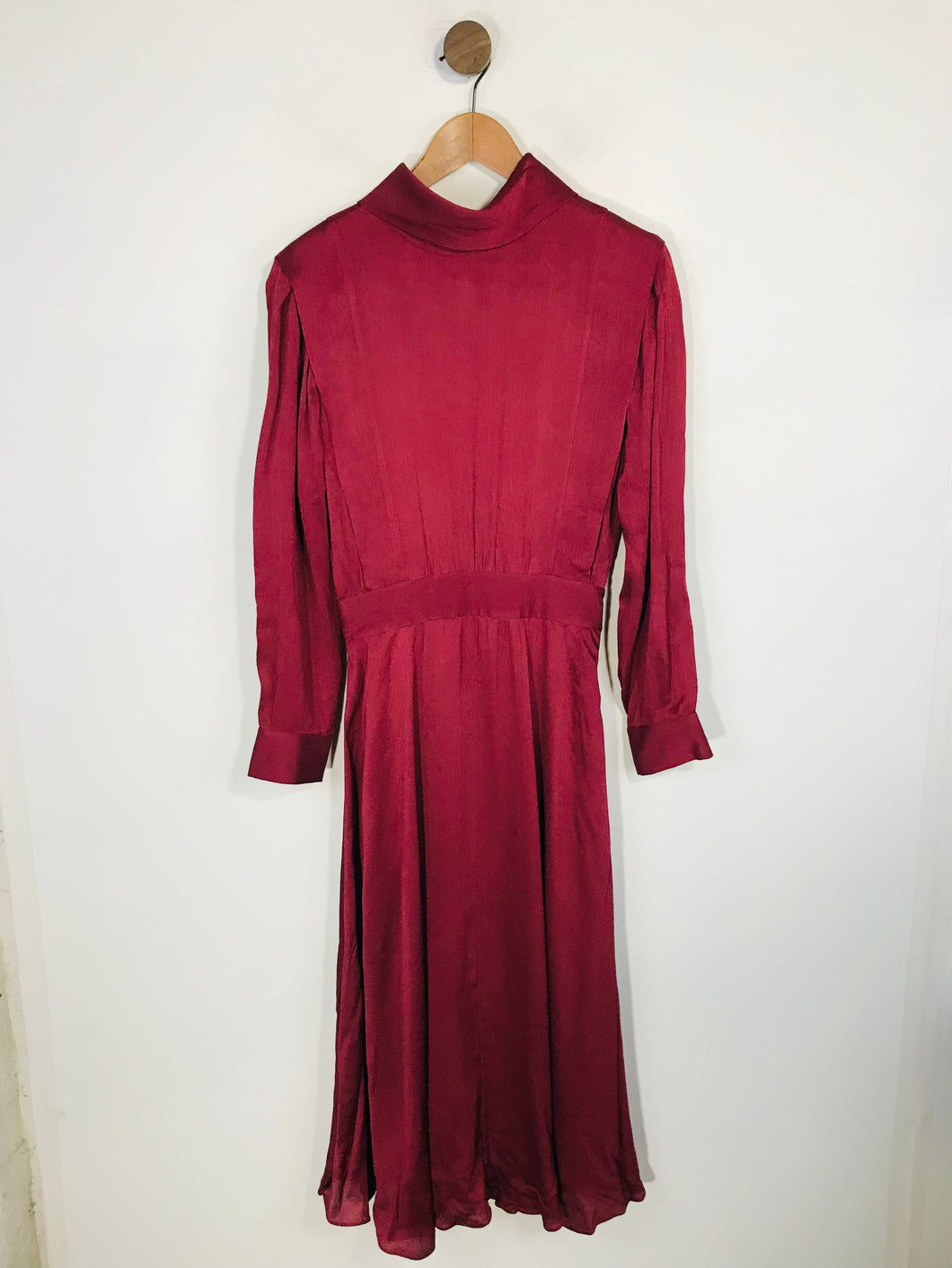 Massimo Dutti Women's Pleated Midi Dress | EU38 UK10 | Red