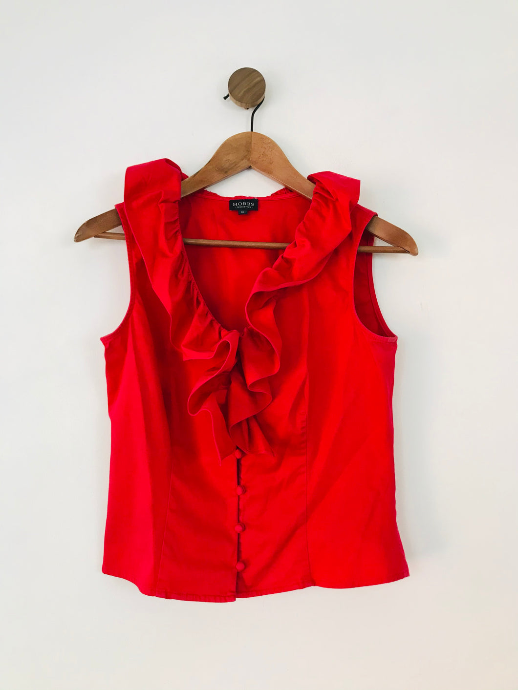 Hobbs Women's Ruffle Vest Blouse | UK10 | Red