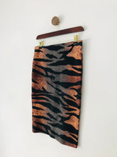 Load image into Gallery viewer, Alexander McQueen Women’s Tiger Print Pencil Skirt | M UK10-12 | Brown Black
