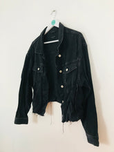 Load image into Gallery viewer, Allsaints Women’s Oversized Cropped Distressed Denim Jacket | XS-S | Black
