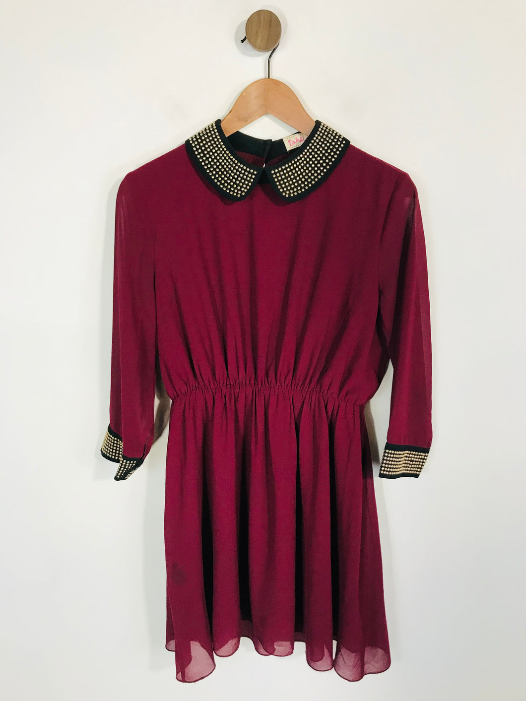 Dahlia Women's Collared Studded Mini Dress | S UK8 | Red