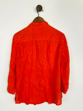 Load image into Gallery viewer, Jaeger Women&#39;s Linen 3/4 Sleeve Button-Up Shirt | UK14 | Orange
