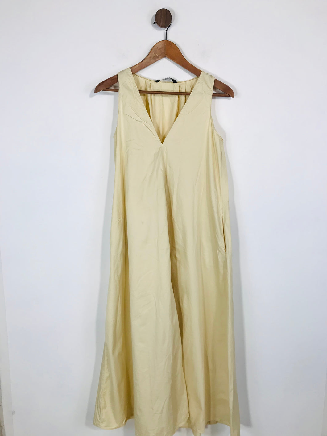 Zara Women's Cotton Prairie Shift Dress | XS UK6-8 | Yellow