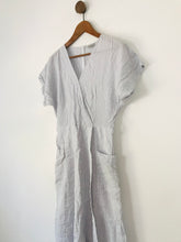 Load image into Gallery viewer, Oliver Bonas Women&#39;s Striped Wrap Midi Dress | UK10 | Blue
