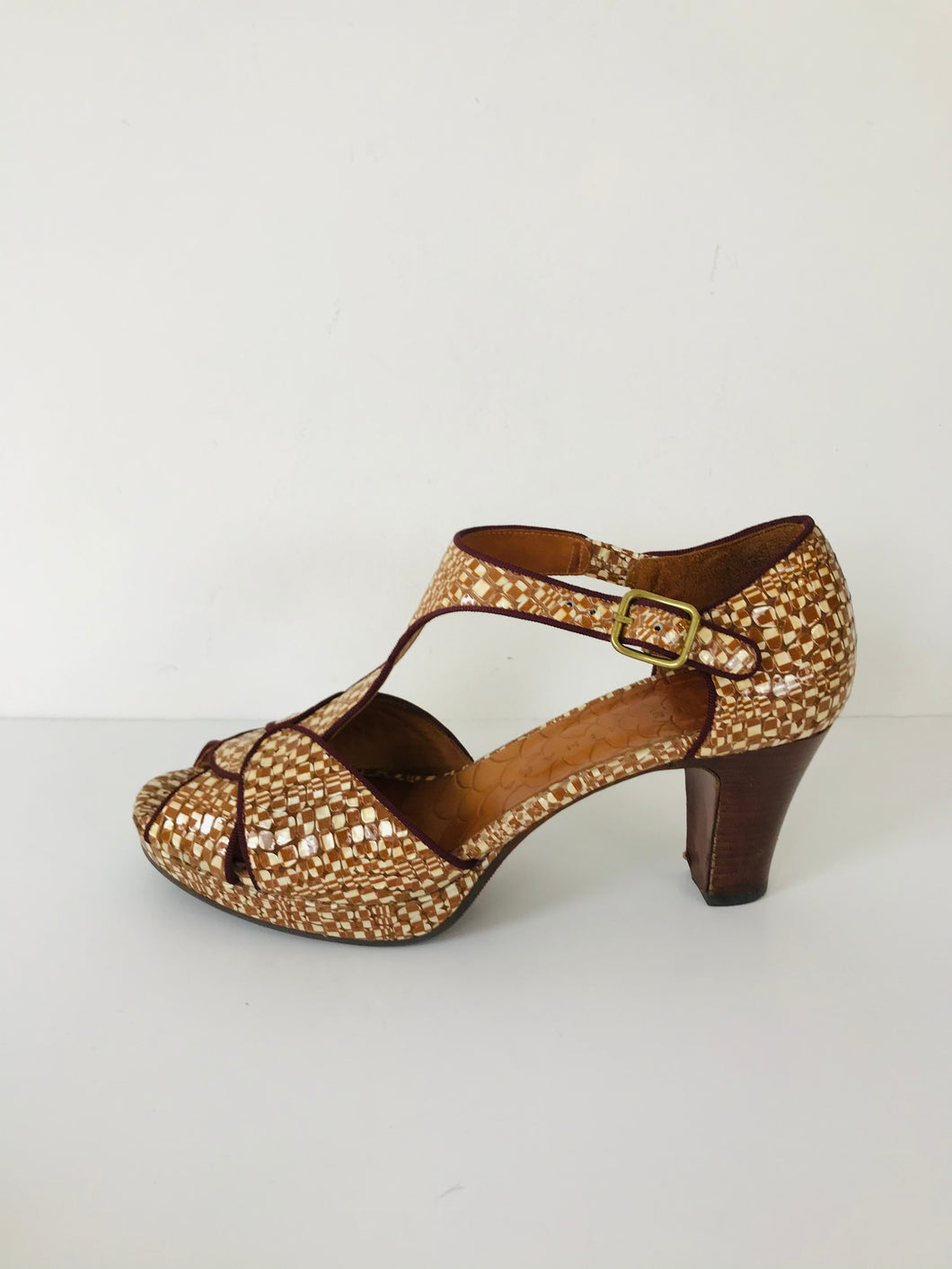 Chie Mihara Women’s Patterned Strappy Heel Sandals | 40 UK7 | Brown
