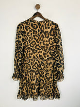 Load image into Gallery viewer, Quiz Women&#39;s Leopard Print Ruffle A-Line Dress | UK10 | Brown
