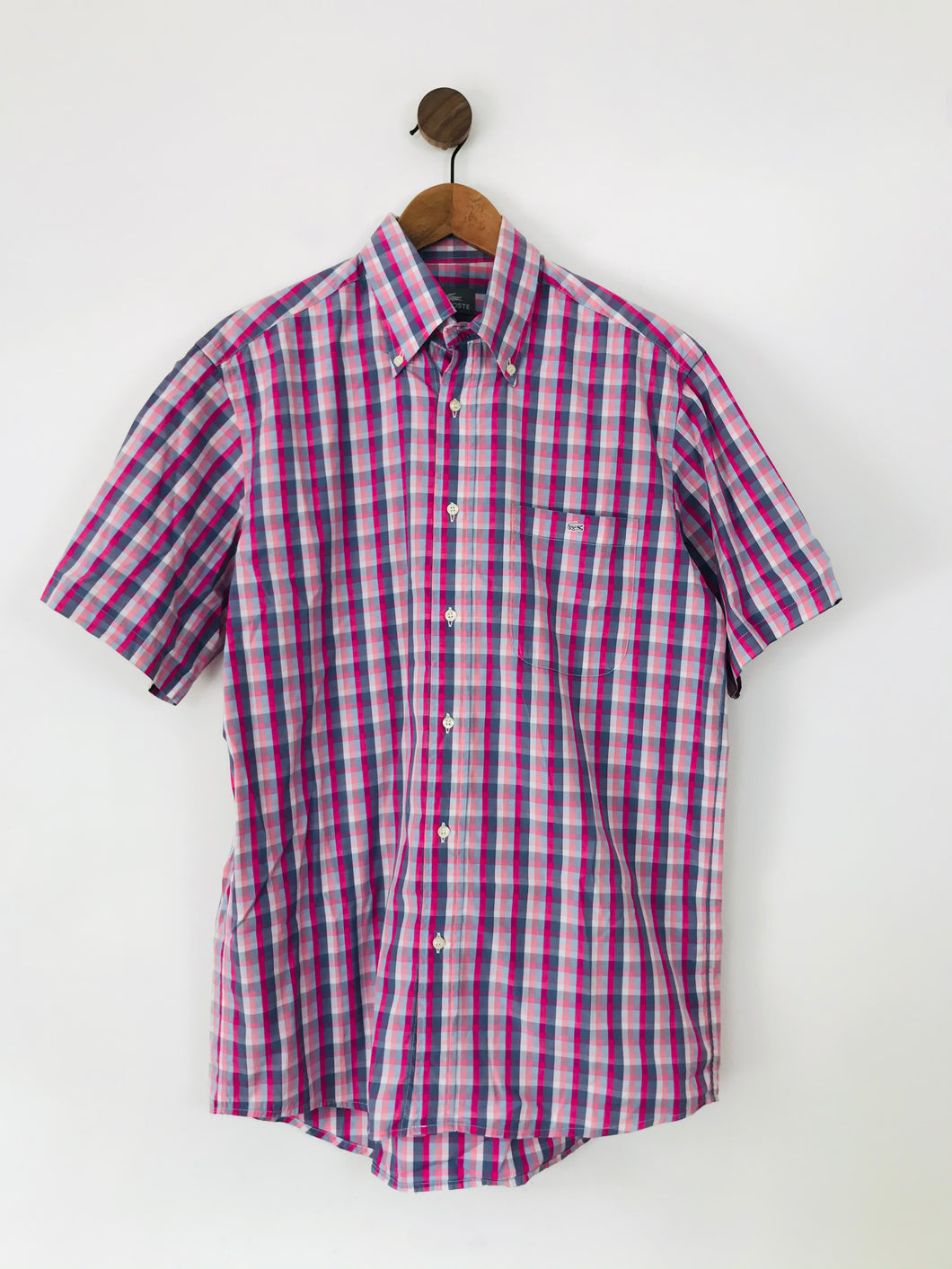 Lacoste Men's Check Short Sleeve Button-Up Shirt | 41 | Multicolour