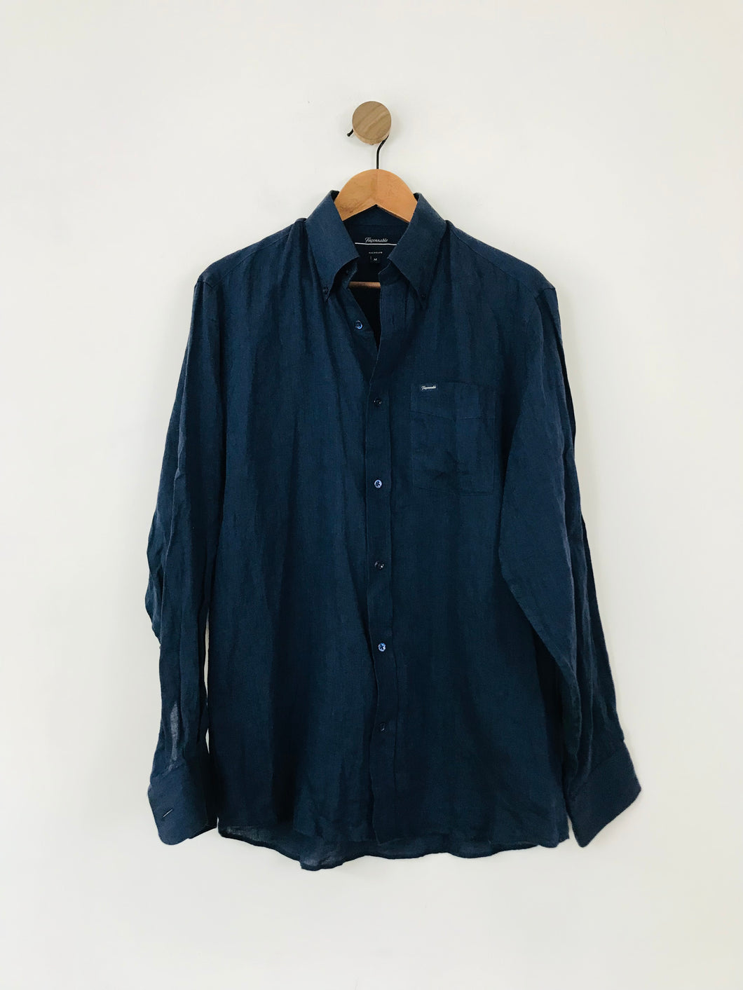 Faconnable Men's Linen Button-Up Shirt | M | Blue