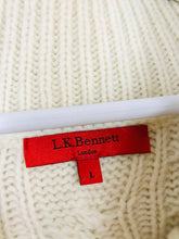 Load image into Gallery viewer, L.K.Bennett Women’s Wool Roll Neck Cable Knit Jumper | L UK14 | Beige
