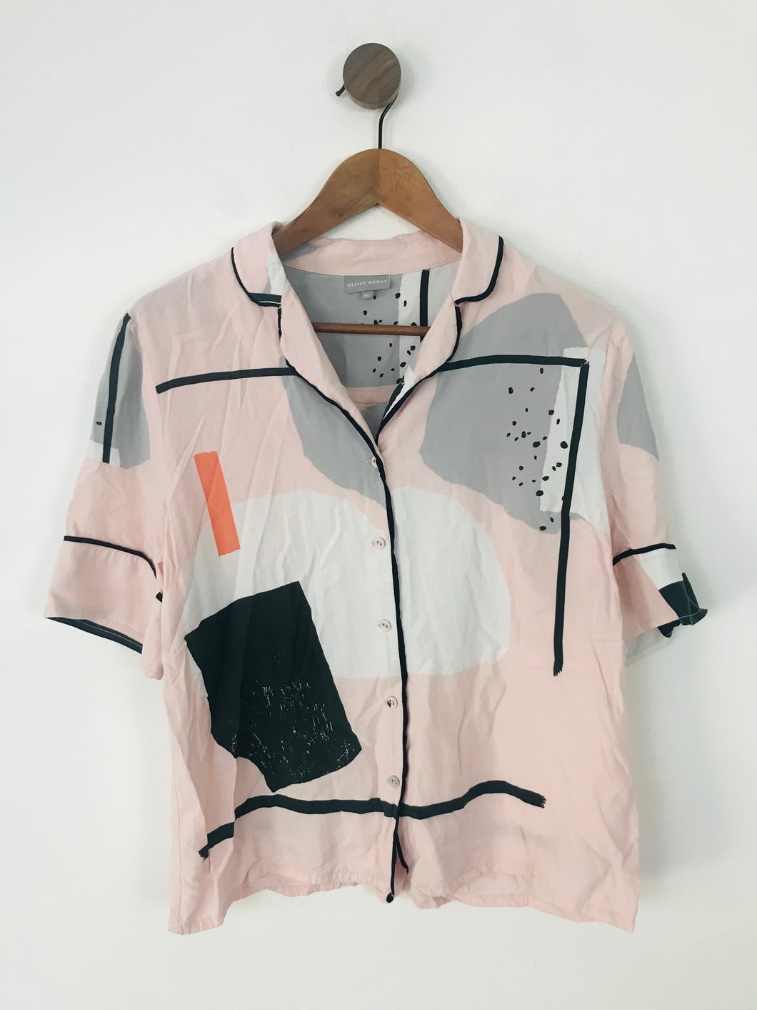 Oliver Bonas Women's Graphic Print Button-Up Shirt | UK10 | Pink