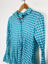 Load image into Gallery viewer, J. Crew Women&#39;s Check Gingham Button-Up Shirt | 0 XS | Green
