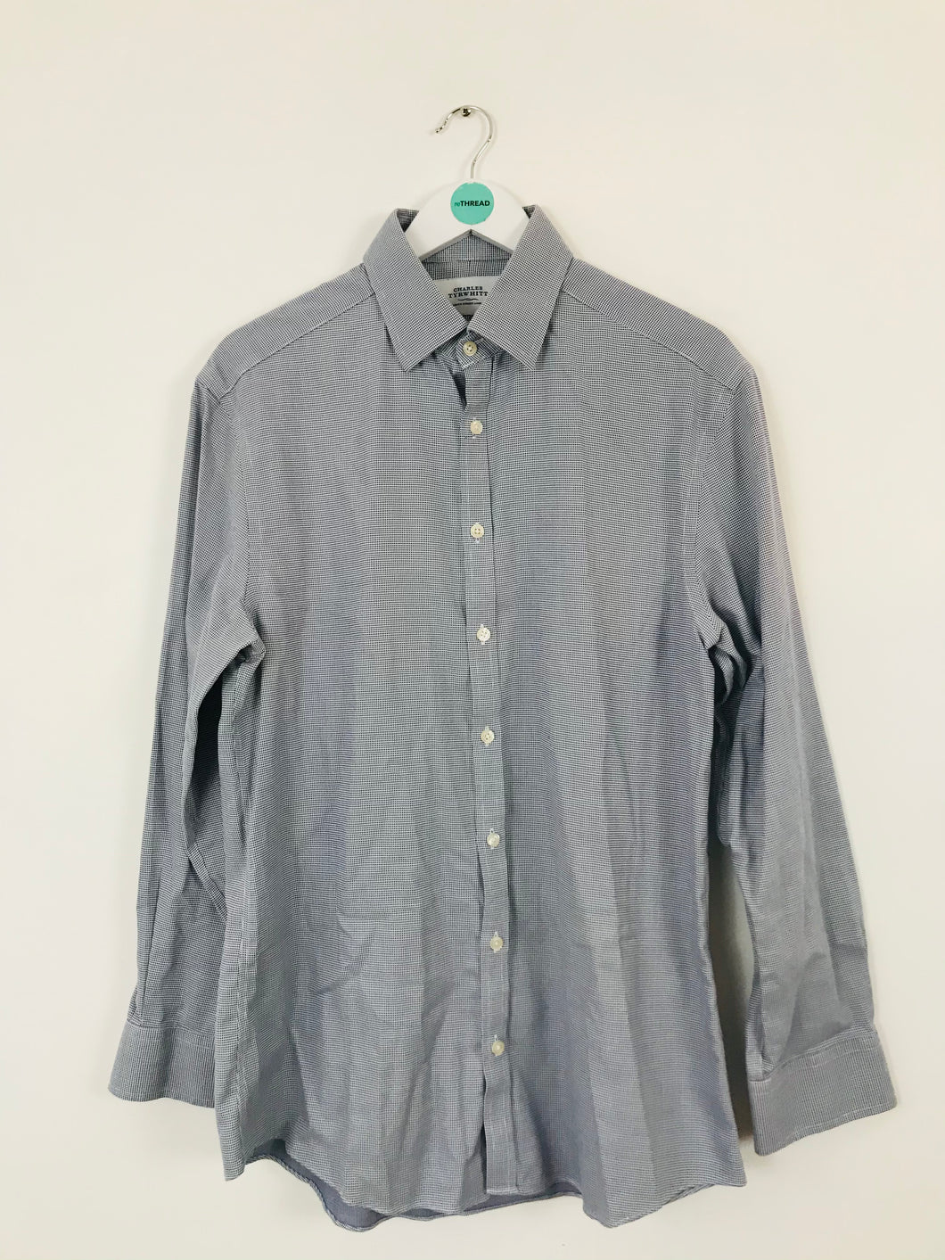 Charles Tyrwhitt Mens’s Check Long Sleeve Slim Fit Shirt | 42 | Blue