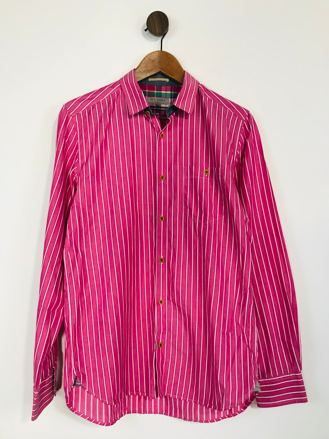 Ted Baker Men's Striped Button-Up Shirt | 3 M | Pink