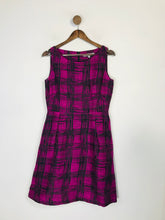 Load image into Gallery viewer, L.K. Bennett Women&#39;s Silk Check Gingham A-Line Dress | UK12 | Purple
