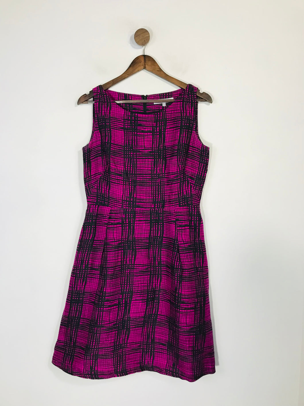 L.K. Bennett Women's Silk Check Gingham A-Line Dress | UK12 | Purple
