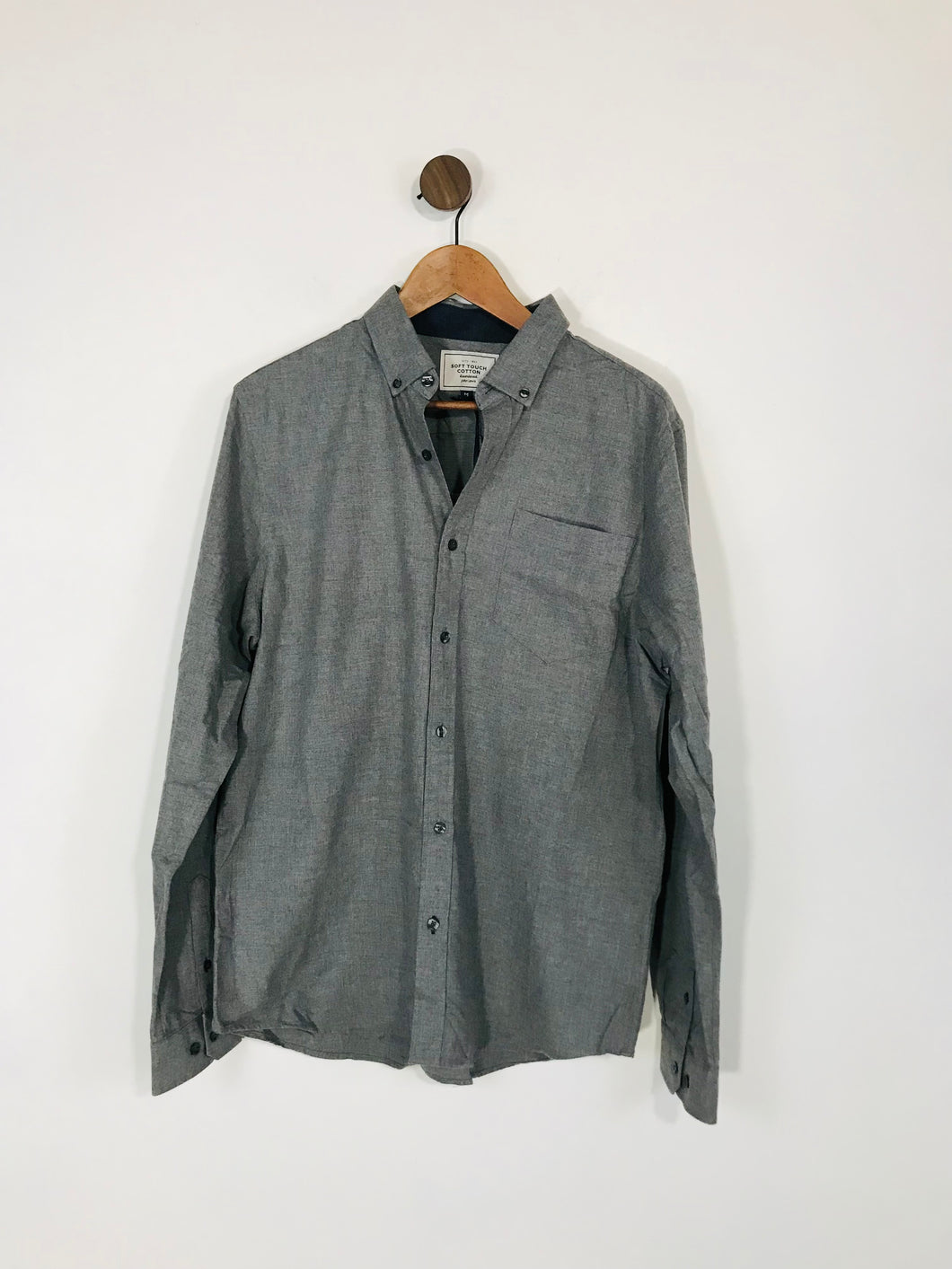 John Lewis Men's Soft Touch Cotton Button-Up Shirt NWT | M | Grey