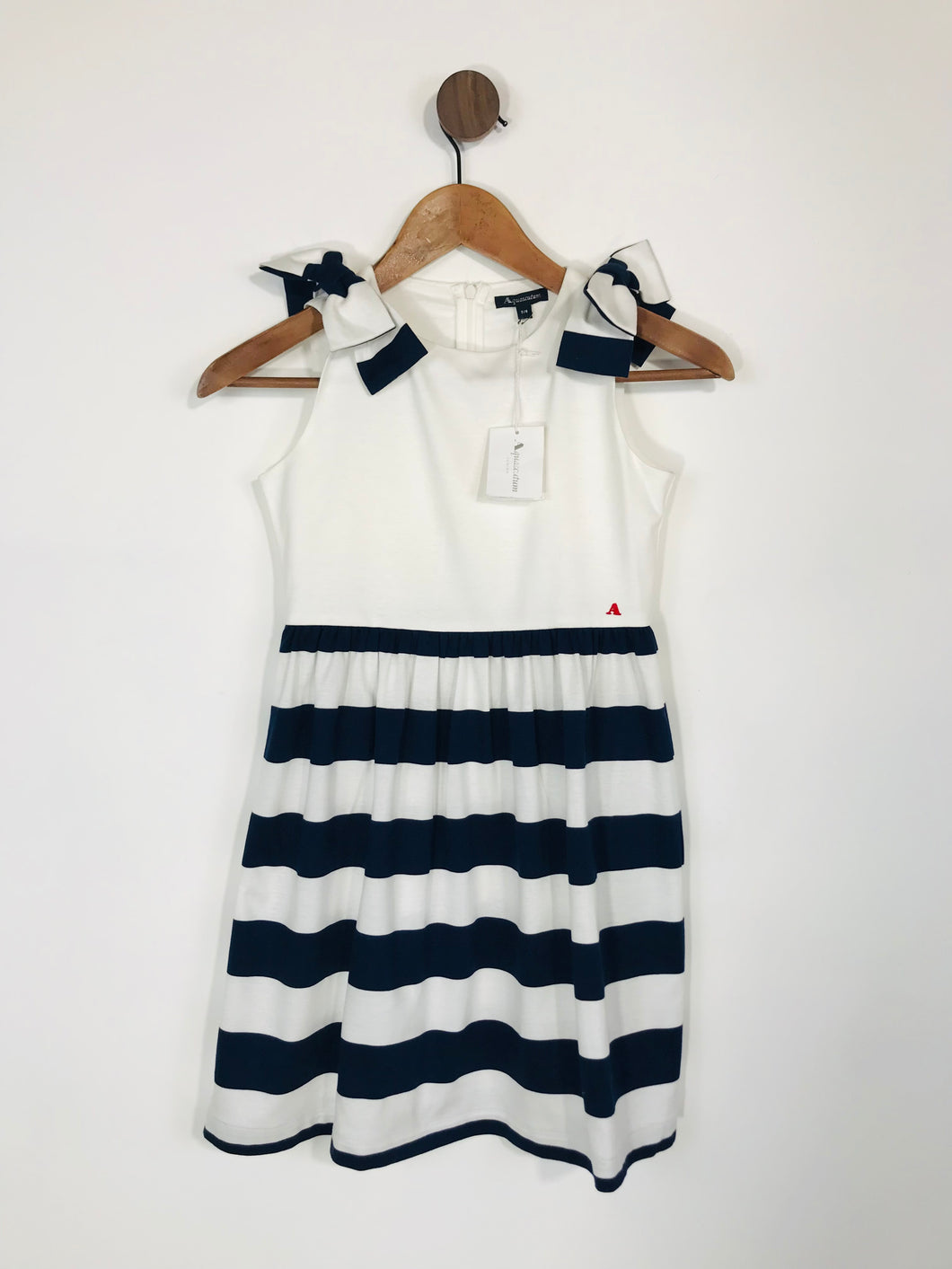 Aquascutum Kid's Striped Nautical A-Line Dress NWT | 7-8 Years | White