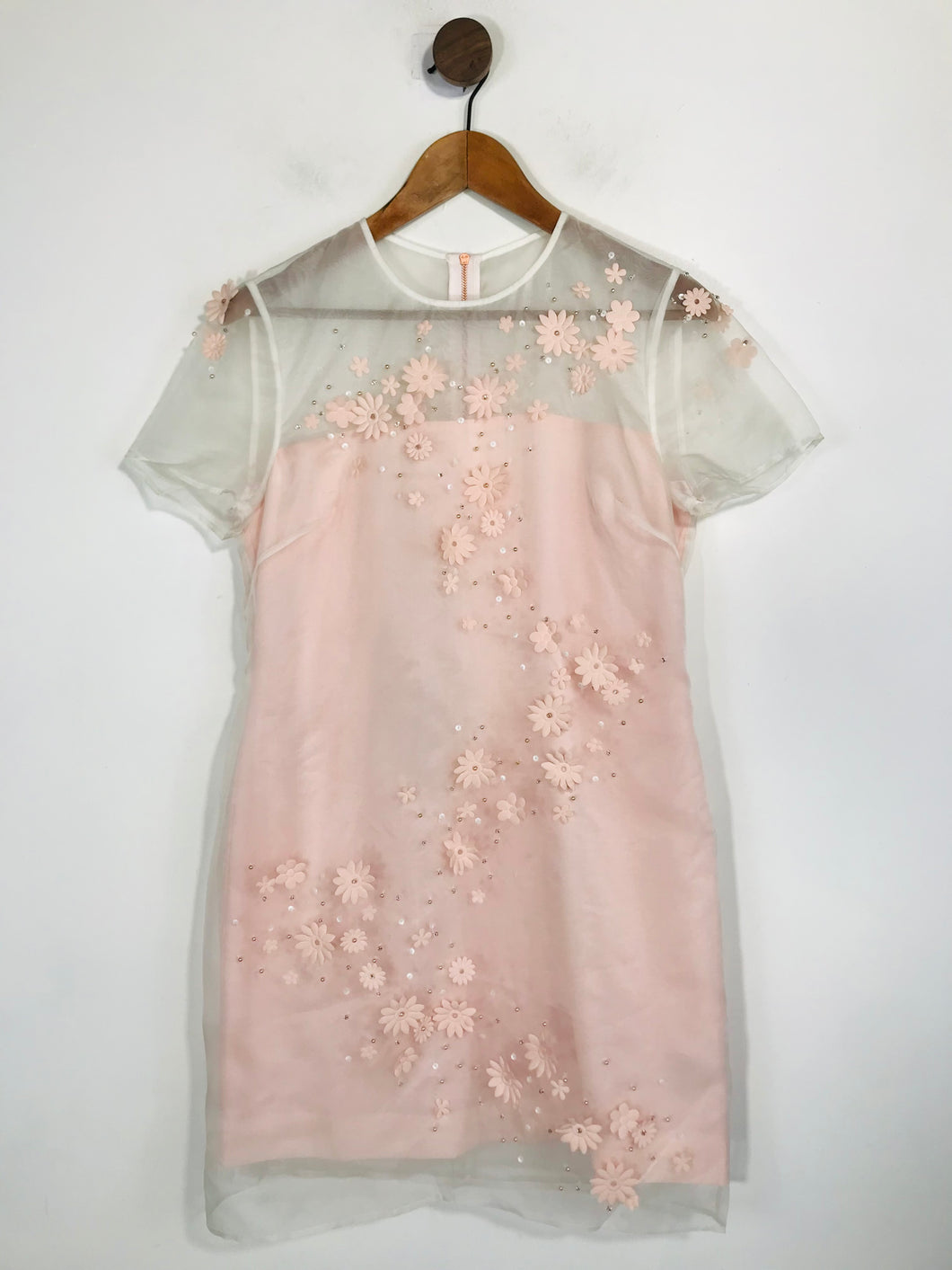 Ted Baker Women's Embroidered Sheer Sheath Dress NWT | 2 UK10 | Pink